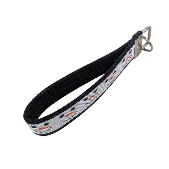 Snowman Face Keychain Wristlet Handmade Fabric Key FOB‎ Snow Winter Gift Charm - Picture 3 of 6